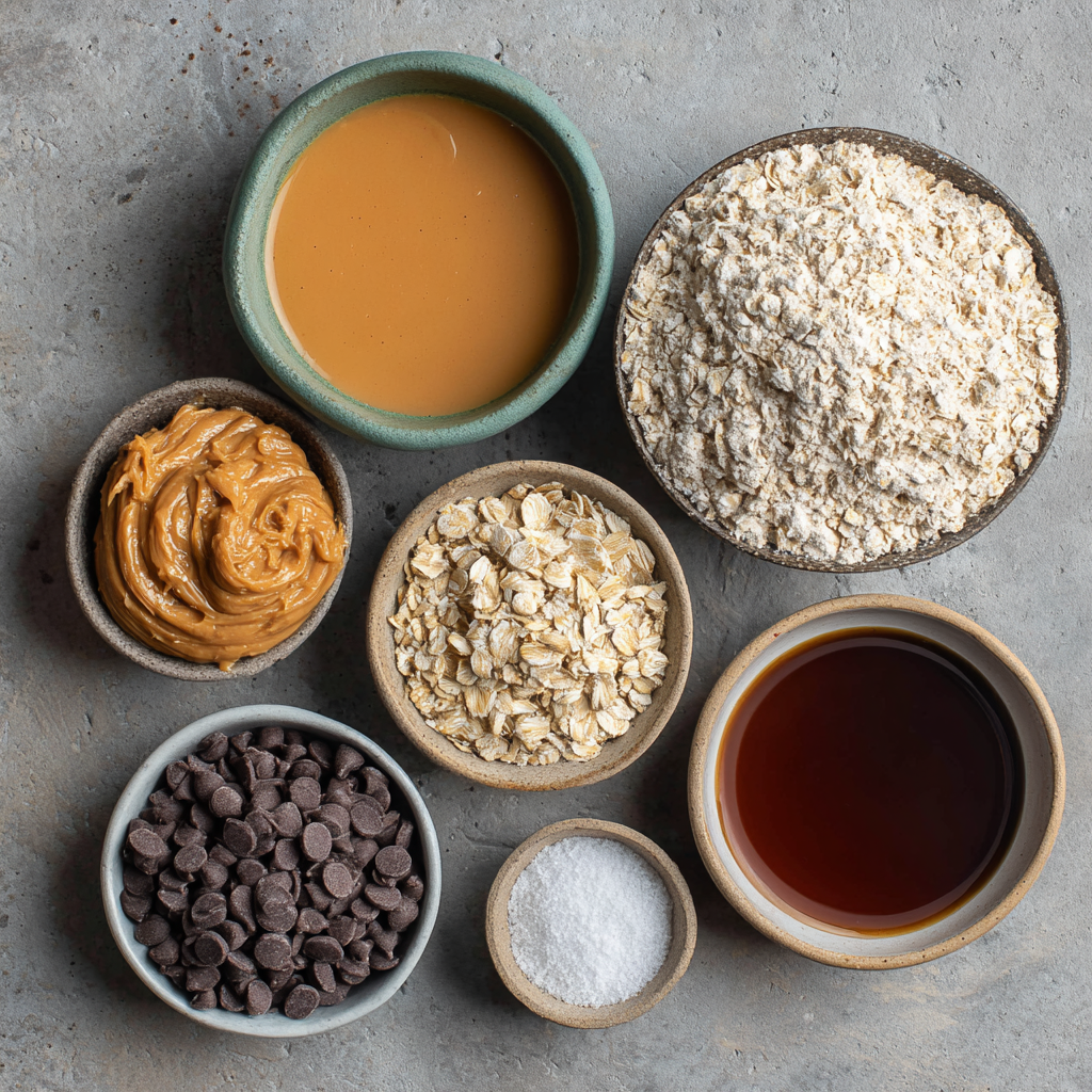 Ingredients for no-bake peanut butter oat cups