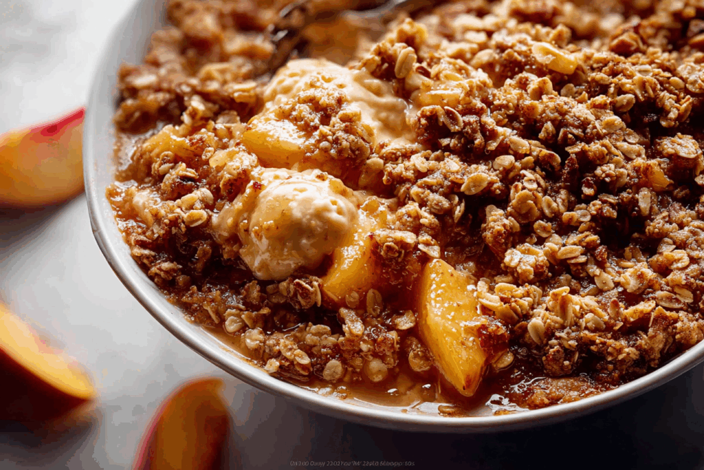 Best Peach Crisp fresh from the oven