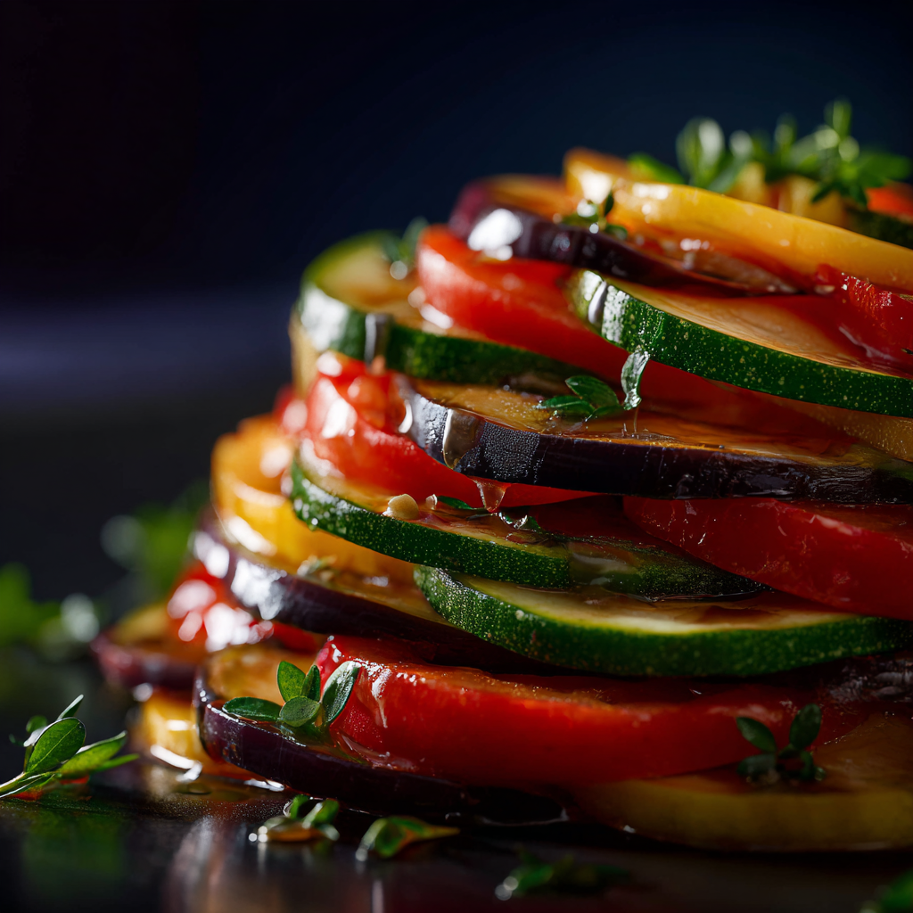 Perfectly plated ratatouille recipe slice