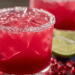 Pomegranate margarita recipe with lime sugar rim