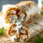 ranch chicken wraps with fresh vegetables and dressing