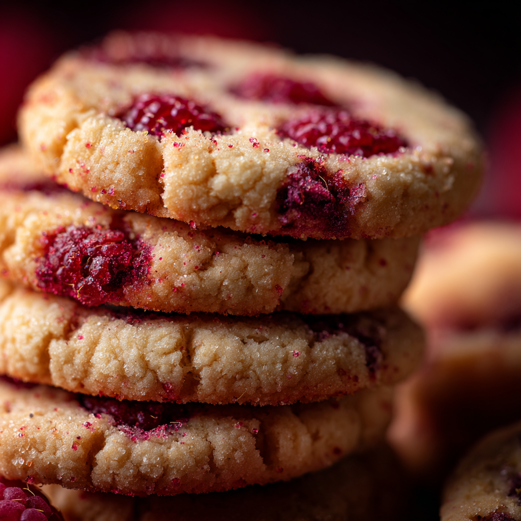 Raspberry sugar cookies wrapped for gifting