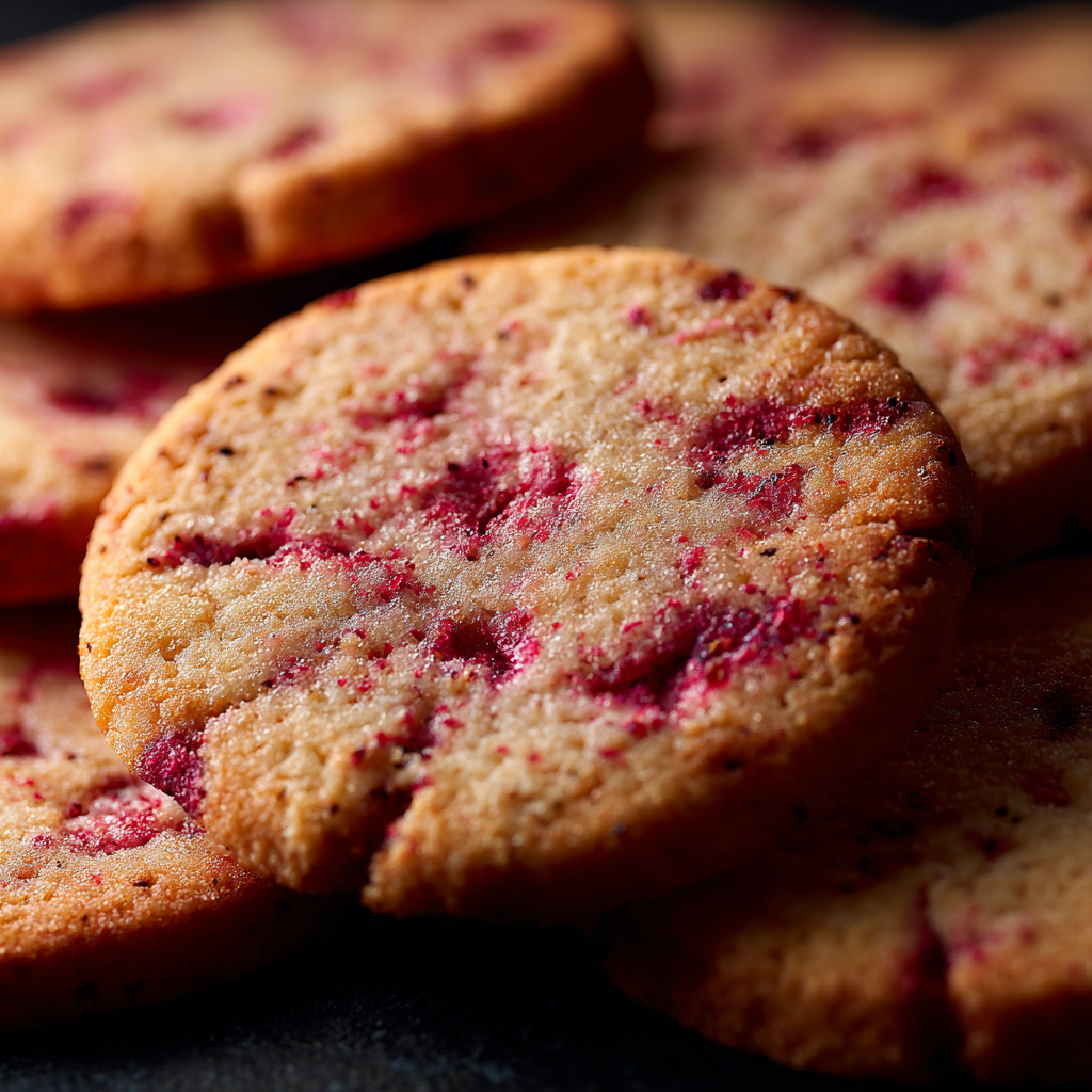Raspberry sugar cookies cooling on rack