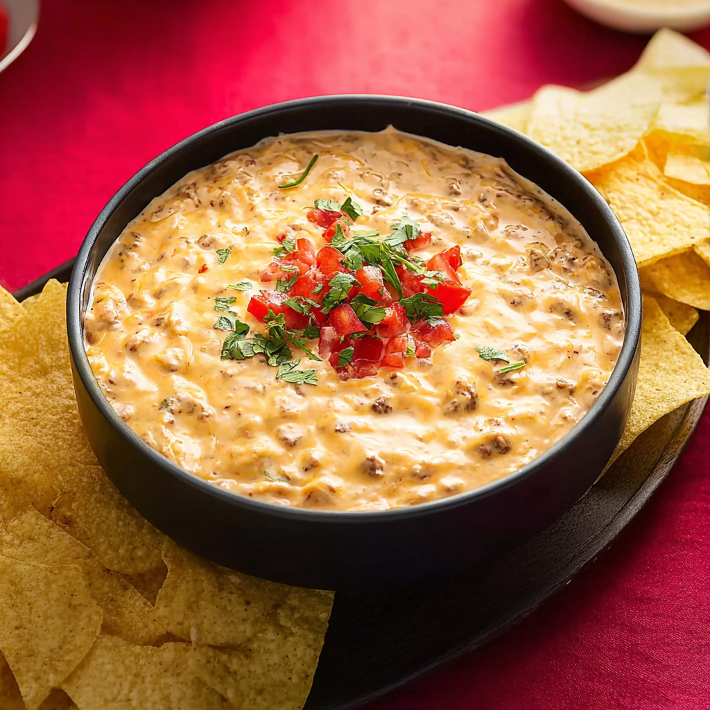 Rotel Cheese Dip with assorted dippers for a party