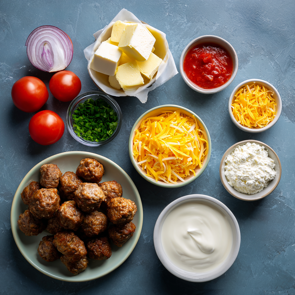 Ingredients for Rotel Spiced Sausage & Cream Cheese Bites