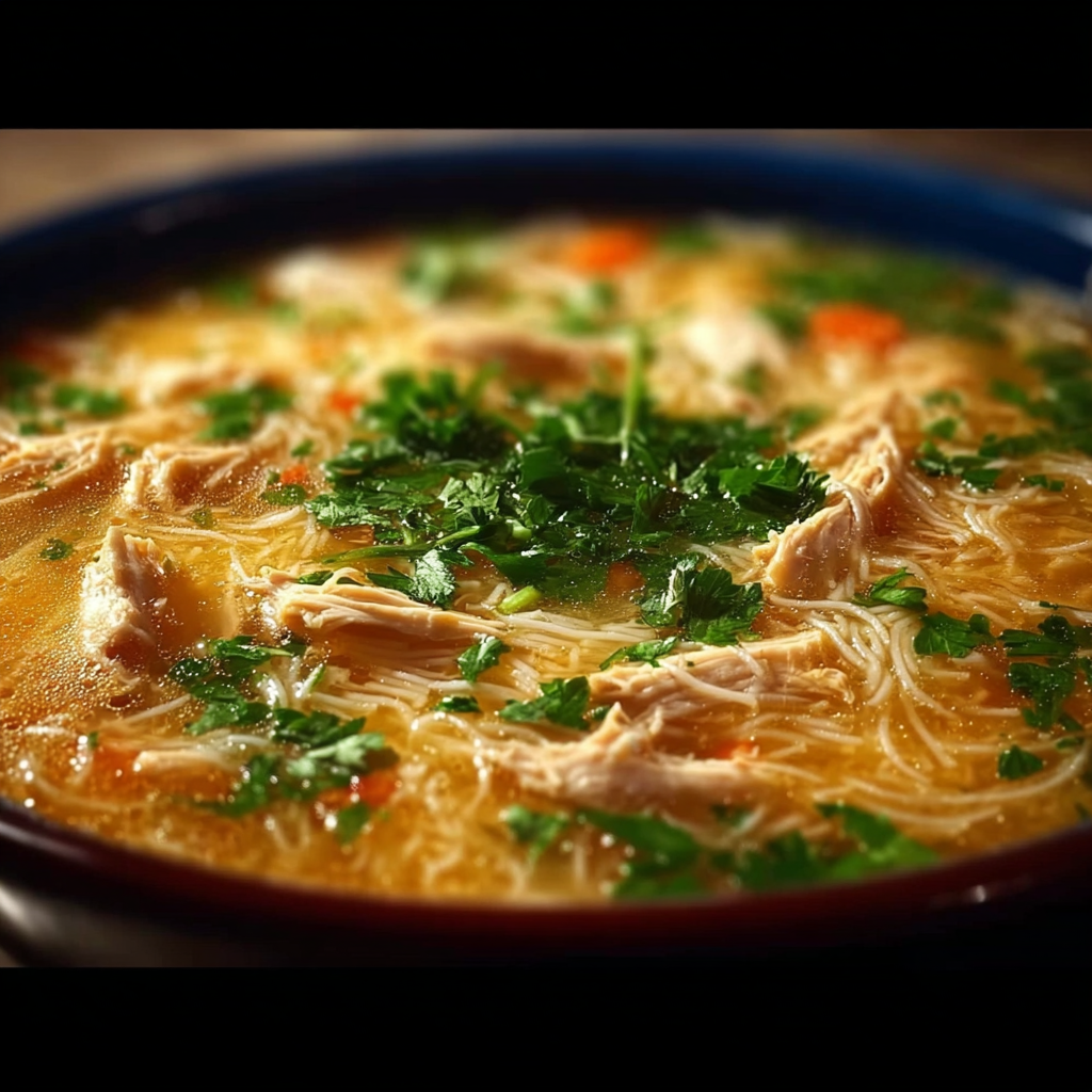 cozy chicken vermicelli soup recipe served hot