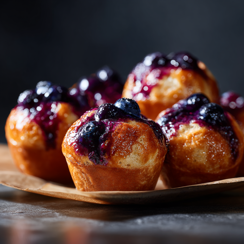 Blueberry pie bombs served with ice cream
