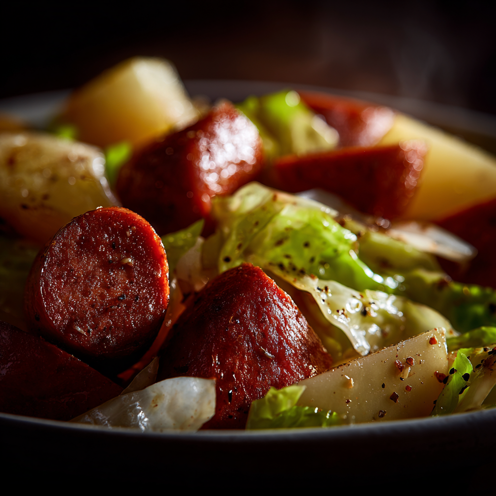 slow cooker cabbage potatoes sausage recipe cooking process