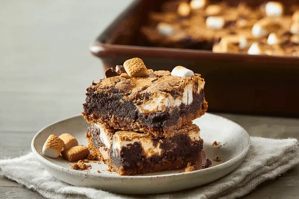 Smores brownies with gooey marshmallows and melted chocolate