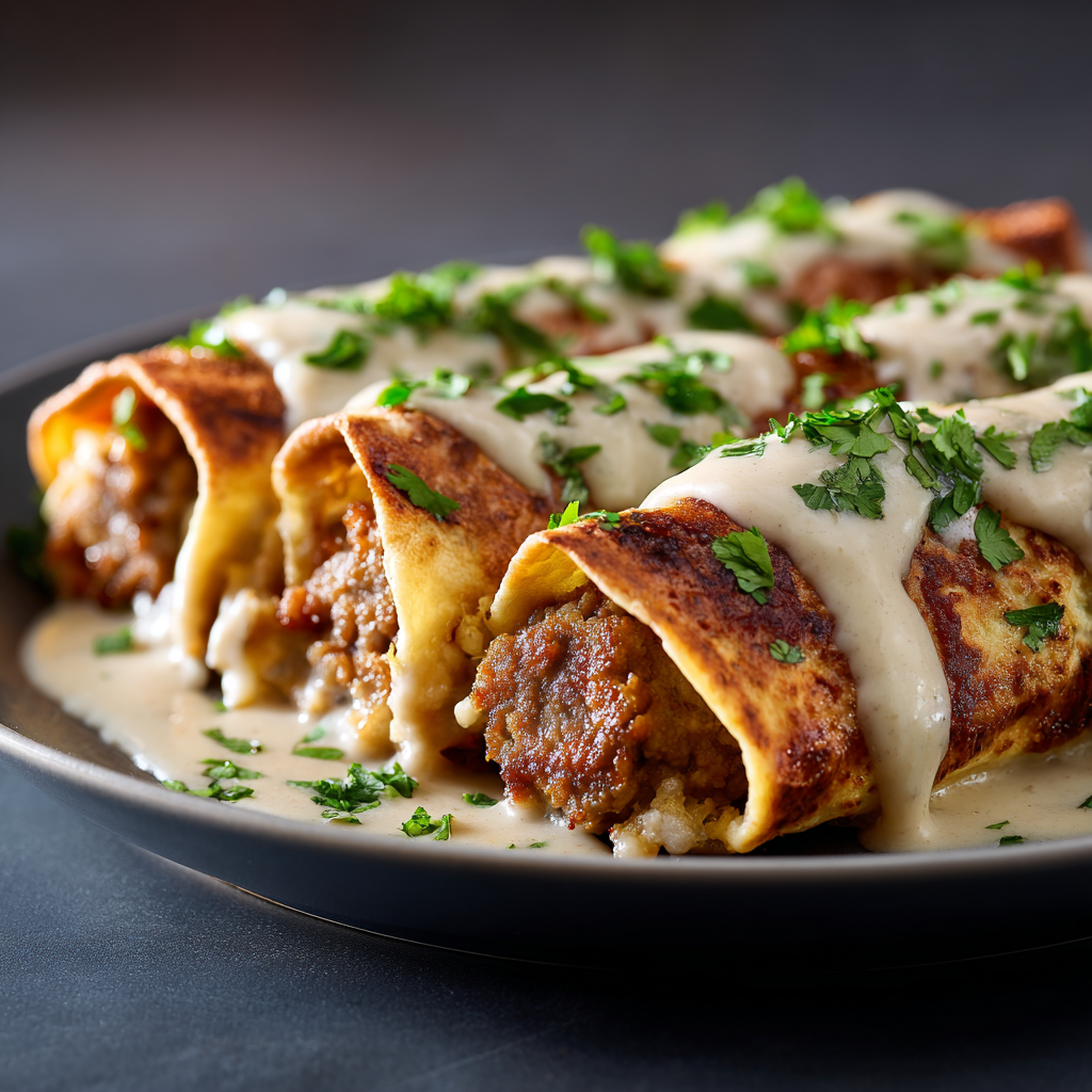 Full Southern brunch table with enchiladas and sides