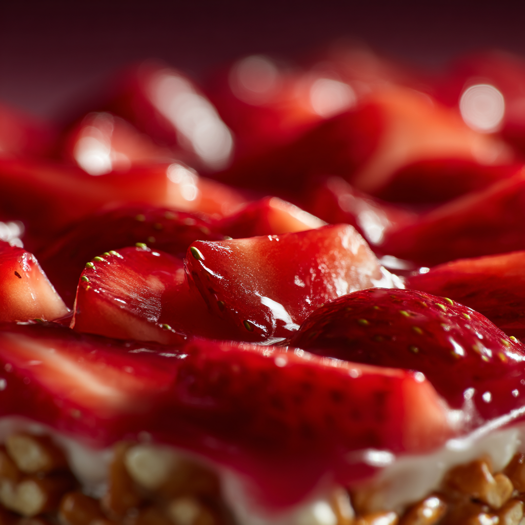 Strawberry pretzel salad squares served with strawberries
