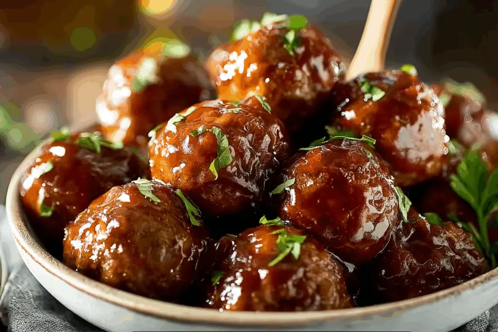 sweet and sour meatballs with pineapple over rice