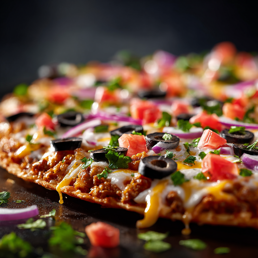 Homemade Mexican pizza cut like Taco Bell version